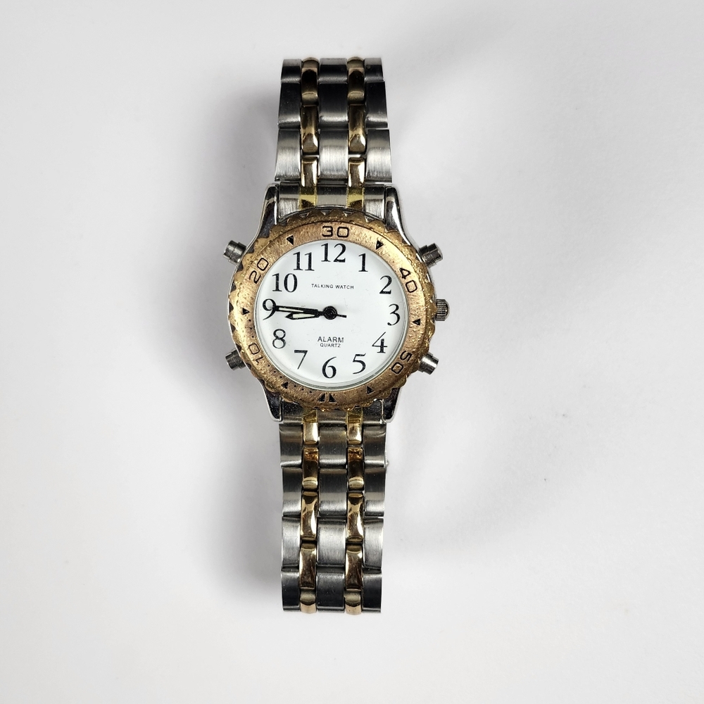 VINTAGE TALKING WATCH ALARM QUARTZ GOLD DIAL